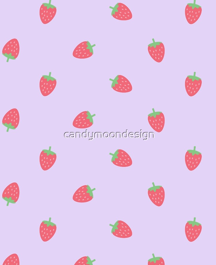 Strawberries Kawaii Cute Pastel Purple Lavender Cottagecore Aesthetic