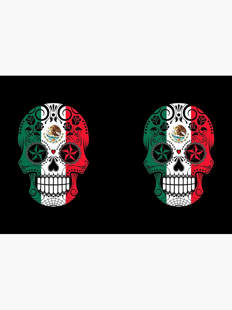 Dark Mexican Flag Skull Greeting Card by Jeff Bartels