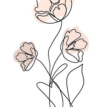 Artwork thumbnail, Minimalist Single Line Drawing of Three Poppies by paoloballadares