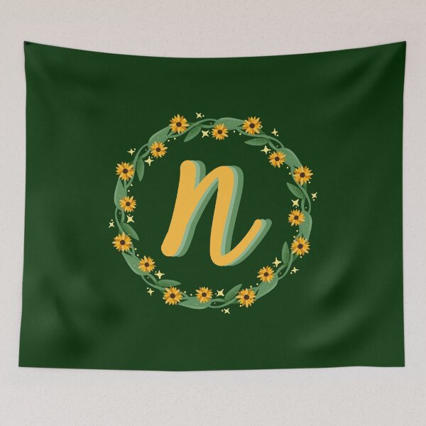 Item preview, N Monogram Sunflower Wreath designed and sold by lulubeeart.