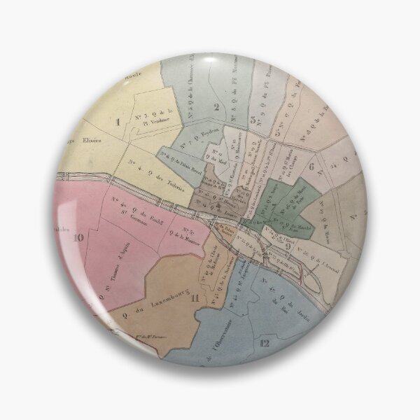 Item preview, Vintage Map of Paris Neighborhoods (1836) designed and sold by BravuraMedia.