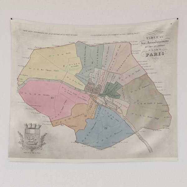 Item preview, Vintage Map of Paris Neighborhoods (1836) designed and sold by BravuraMedia.