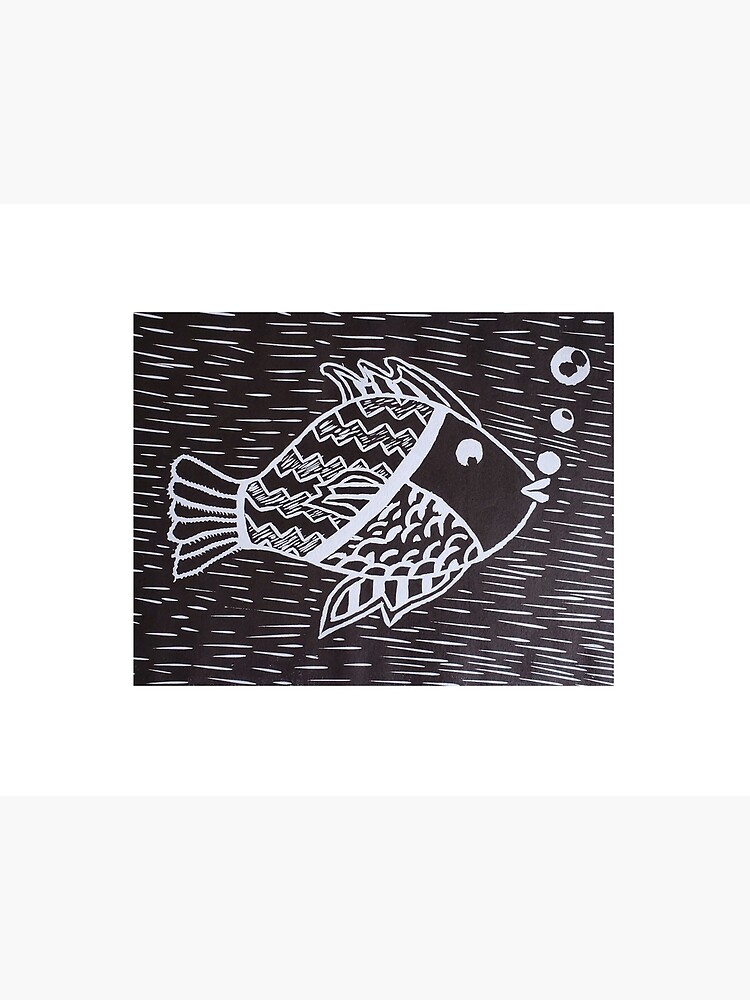 Patterned Fish Linoleum Block Print  Art Board Print for Sale by BritW1509