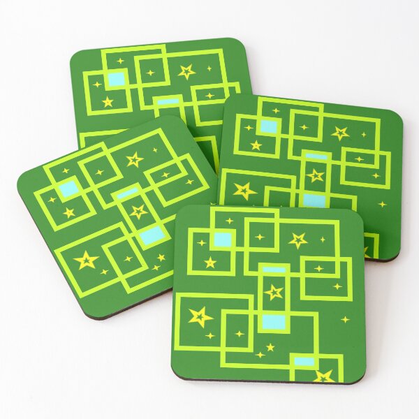 Item preview, yellow star green square green background  designed and sold by miaterinka.