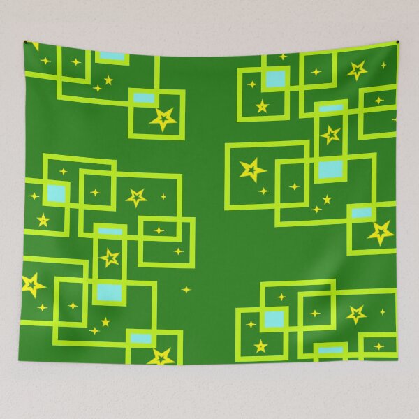 Item preview, yellow star green square green background  designed and sold by miaterinka.