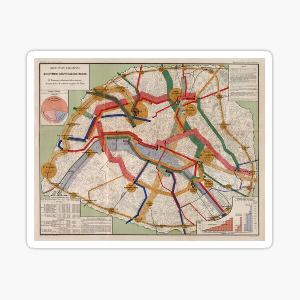 Aperçu de l'œuvre Carte d'utilisation du tramway parisien d'époque (1891) créée et vendue par BravuraMedia.