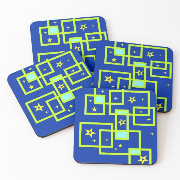 Item preview, yellow star green square blue background  designed and sold by miaterinka.