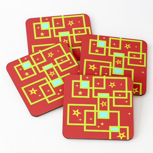 Item preview, yellow star green square red background  designed and sold by miaterinka.