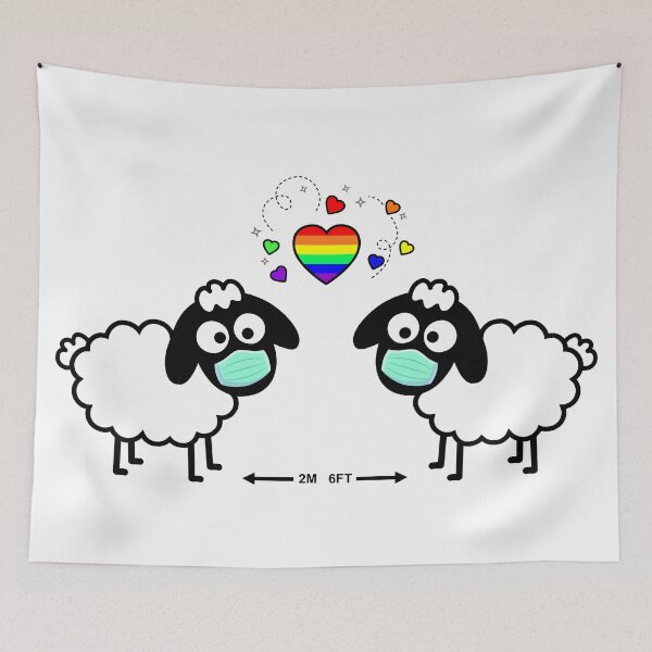 Item preview, Rainbow PRIDE Sheeple LOVE WINS - Com’on follow me - just not too close - cute & funny sheep medical mask art - Baa designed and sold by originalsusie.