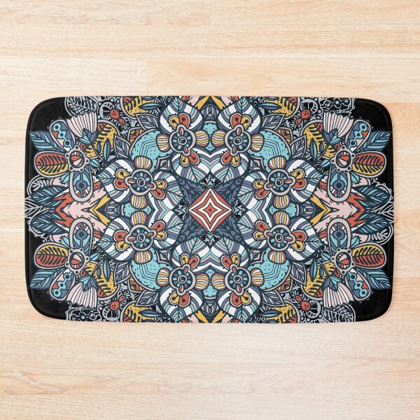 Item preview, Blue Boho Botanical Mandala | floral pattern designed and sold by Radu Matei.