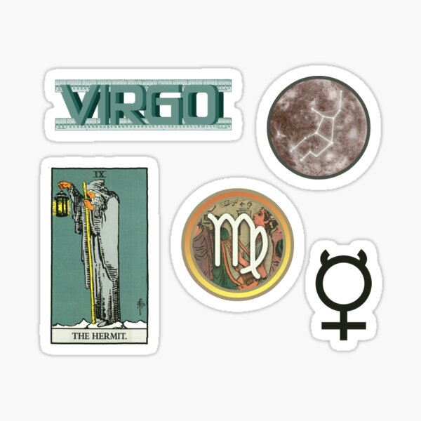 Artikel-Vorschau von Sternzeichen Jungfrau Sticker Pack – Tarotkarte, Sternzeichen, Merkur, designt und verkauft von elevens.