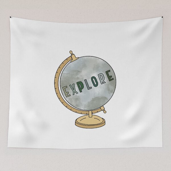 Item preview, Watercolor globe and explore quote designed and sold by Cafecreativity.