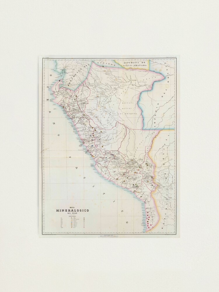 Peru Natural Resources Map Vintage Peru Minerals & Natural Resources Map (1865)" Photographic Print By  Bravuramedia | Redbubble