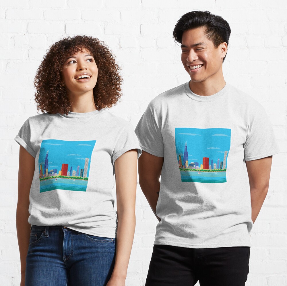 Chicago Illinois skyline 14 Kids T-Shirt by Prar K Arts - Pixels