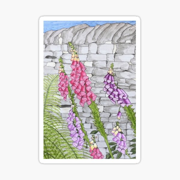 Foxgloves and ferns Sticker