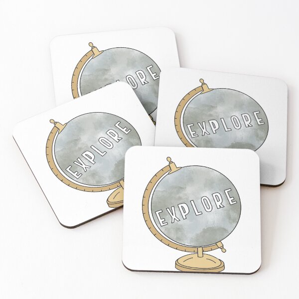 Item preview, Watercolor globe and explore quote in block letters designed and sold by Cafecreativity.