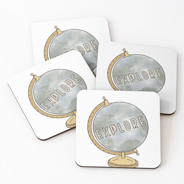 Item preview, Watercolor globe and explore quote in block letters designed and sold by Cafecreativity.