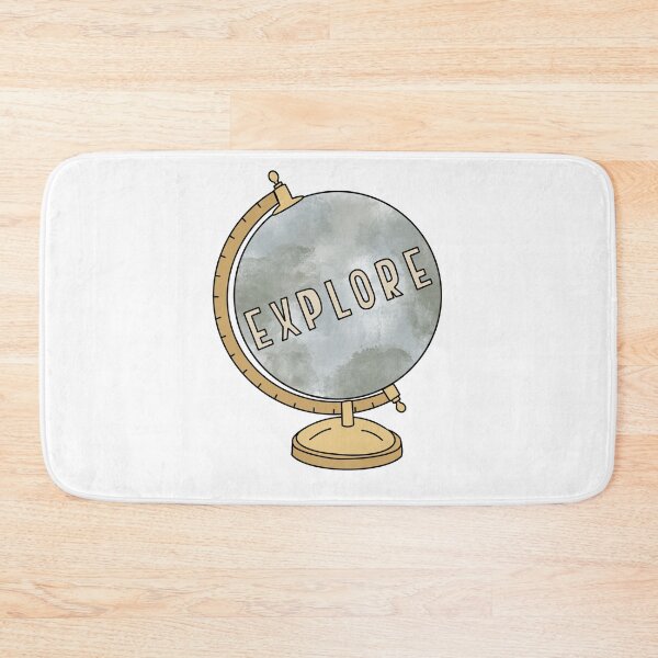 Item preview, Watercolor globe and explore quote in block letters designed and sold by Cafecreativity.