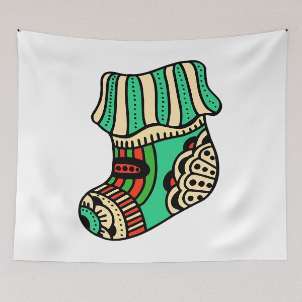 Item preview, Christmas sock with beautiful multi-colored ornaments designed and sold by Radu Matei.