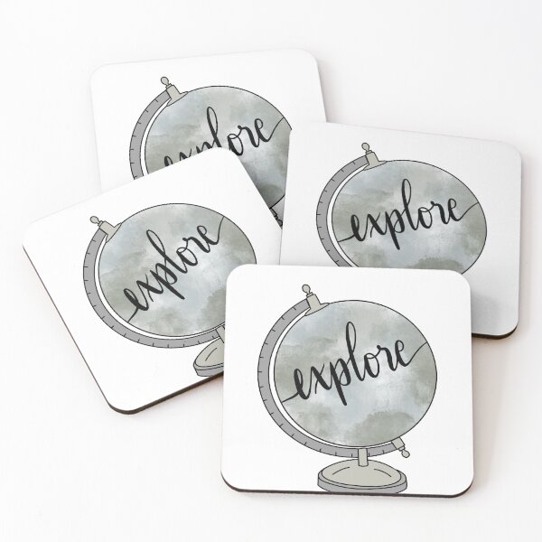 Item preview, Watercolor globe and explore quote in cursive lettering designed and sold by Cafecreativity.