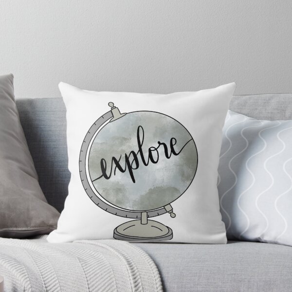 Item preview, Watercolor globe and explore quote in cursive lettering designed and sold by Cafecreativity.