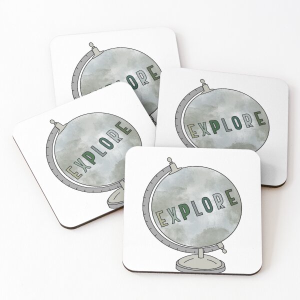 Item preview, Watercolor globe and explore quote in block letters designed and sold by Cafecreativity.