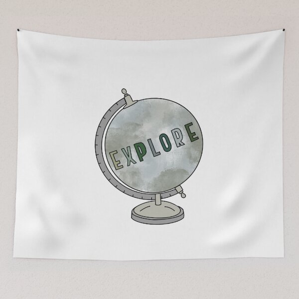 Item preview, Watercolor globe and explore quote in block letters designed and sold by Cafecreativity.