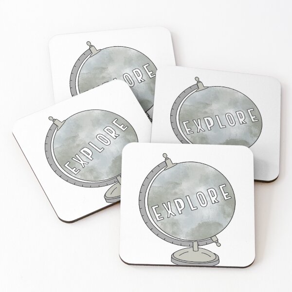 Item preview, Watercolor globe and explore quote in block letters designed and sold by Cafecreativity.