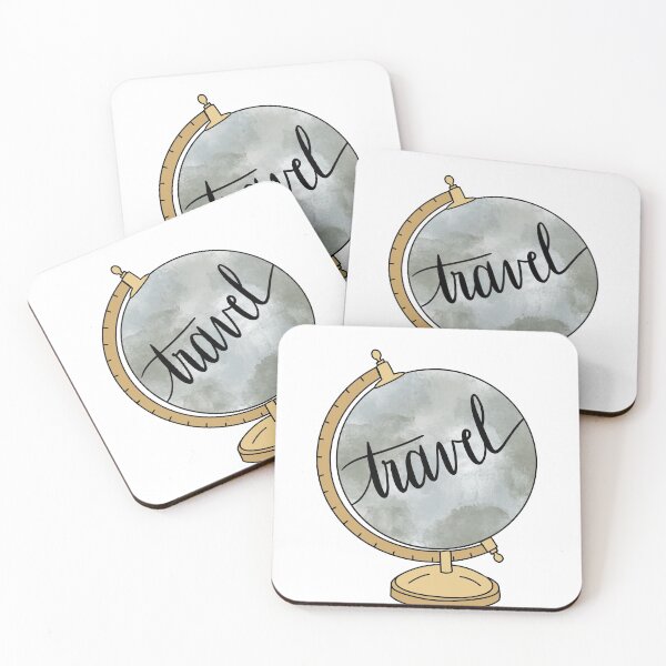 Item preview, Watercolor globe and travel quote in cursive lettering designed and sold by Cafecreativity.