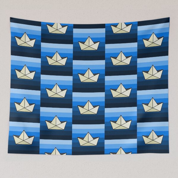 Item preview, Origami paper boat at sea waves designed and sold by PeppaThePenguin.