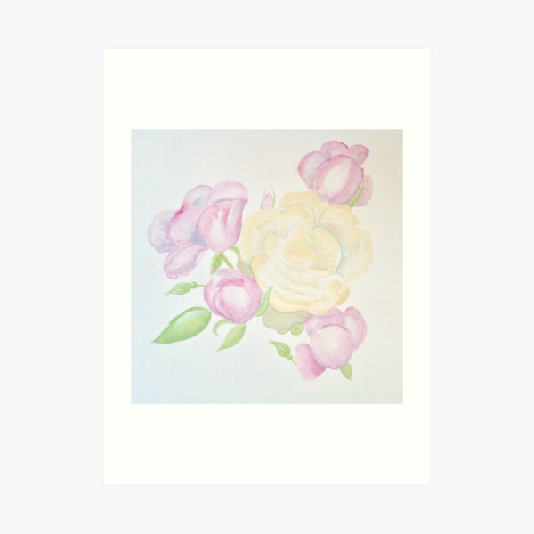 Pink and yellow roses Art Print