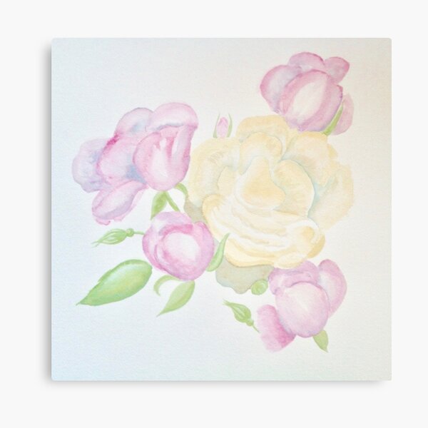 Pink and yellow roses Canvas Print