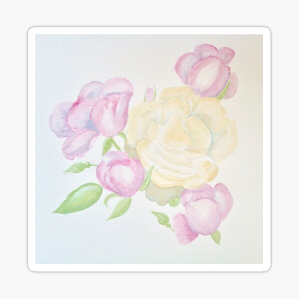 Pink and yellow roses Sticker