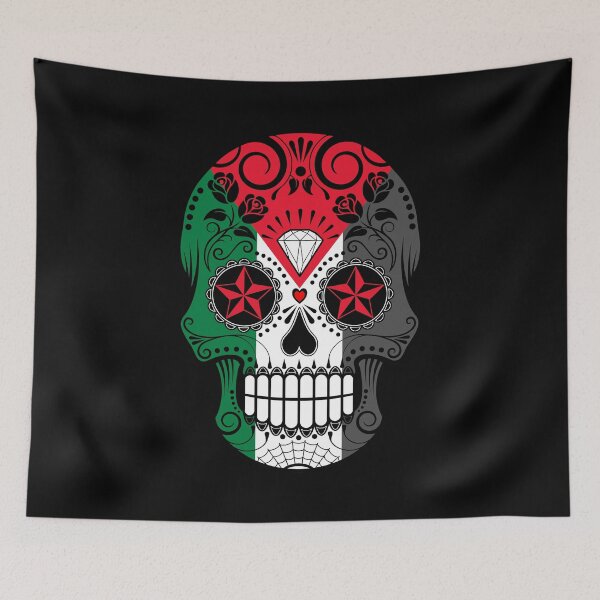 Item preview, Sugar Skull with Roses and Flag of Palestine designed and sold by JeffBartels.