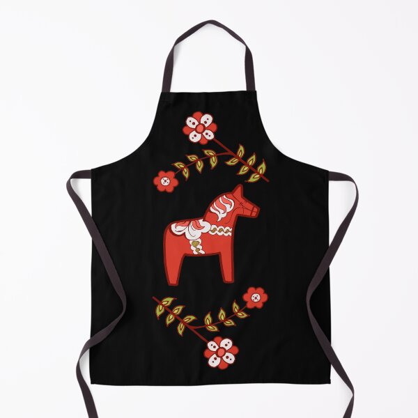 Dala Horse on Black Apron