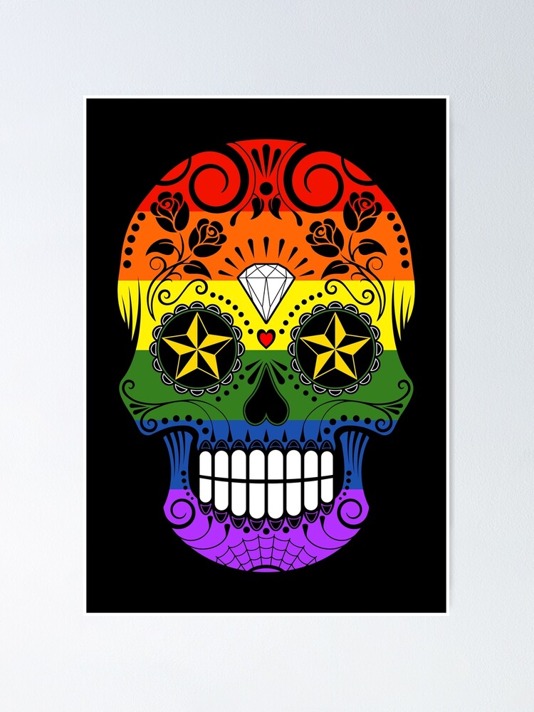 Gay Pride Rainbow Flag Sugar Skull Gay Pride Rainbow Flag Sugar Skull