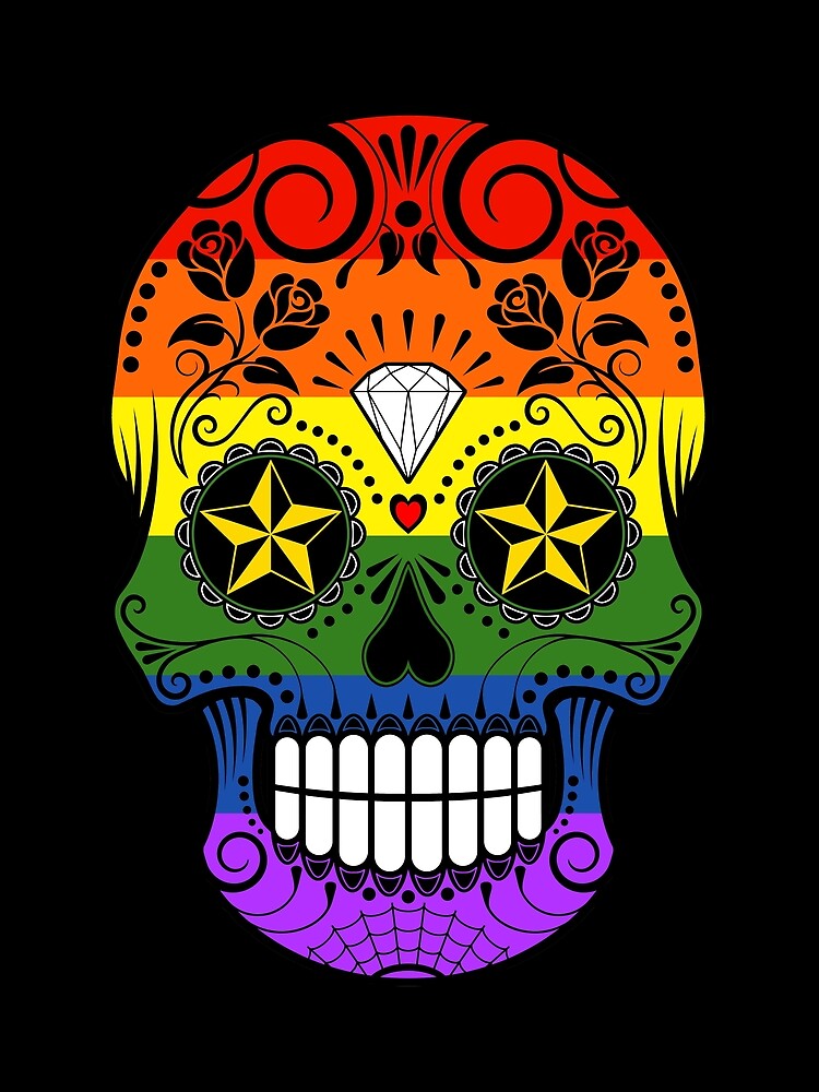 Gay Pride Rainbow Flag Sugar Skull Gay Pride Rainbow Flag Sugar Skull