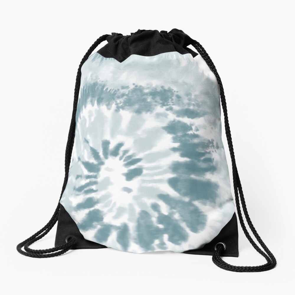 Trendy Teal Swirl Tie Dye Pattern Drawstring Bag