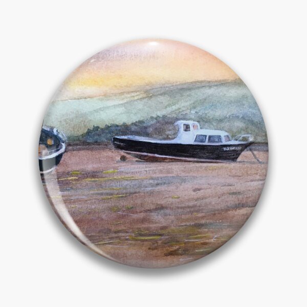 Item preview, Low tide: A watercolour painting of boats on the mudflats designed and sold by Double Dutch Designs.