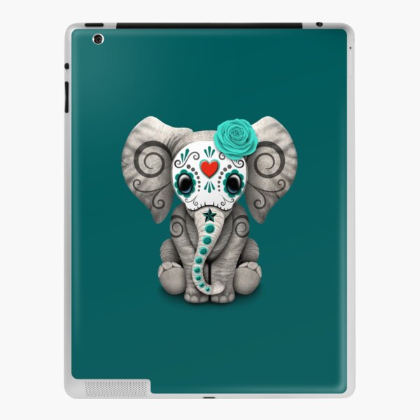 Aquamariner blauer Tag des toten Zuckerschädel-Baby-Elefanten iPad Klebefolie