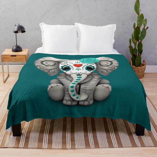 Item preview, Teal Blue Day of the Dead Sugar Skull Baby Elephant designed and sold by JeffBartels.