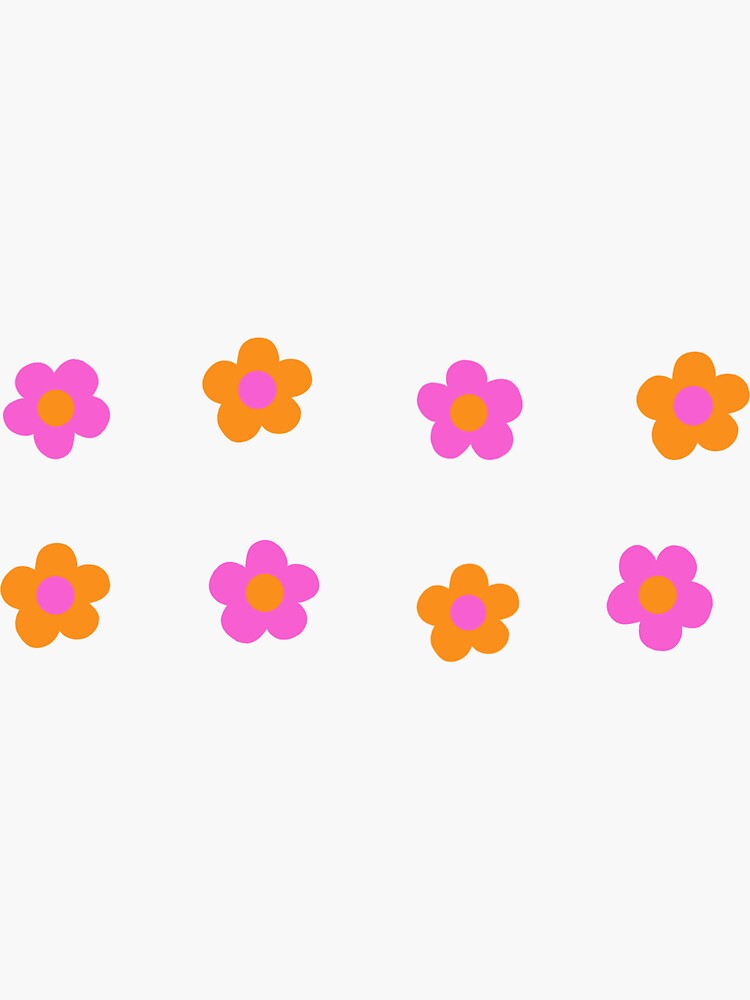 Thumbnail 3 of 3, Sticker, pink and orange flowers designed and sold by helenlai.
