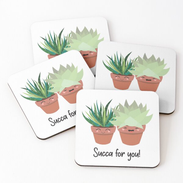 Item preview, Kawaii Inspired Succulents, Succa for you! Funny Plant Pun! Zebra Succulent and Hen & Chick Succulent designed and sold by AlwaysGrowing.