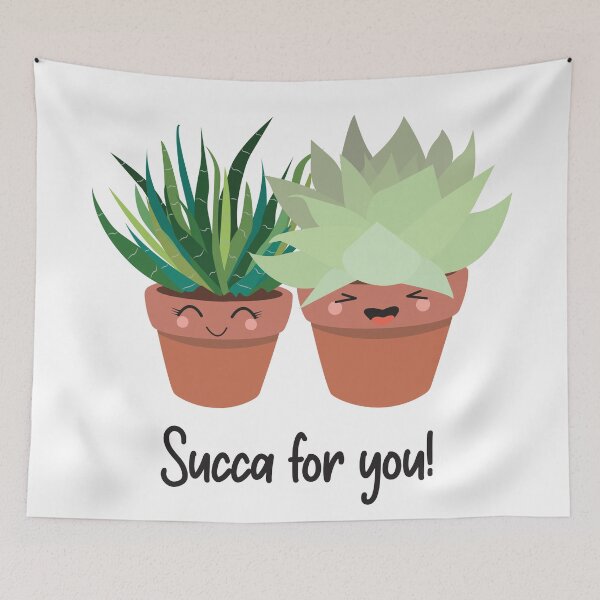 Item preview, Kawaii Inspired Succulents, Succa for you! Funny Plant Pun! Zebra Succulent and Hen & Chick Succulent designed and sold by AlwaysGrowing.