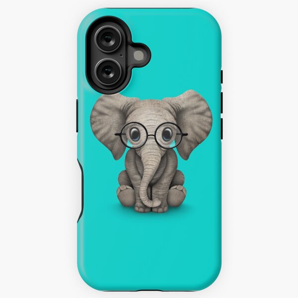 Item preview, Cute Baby Elephant Calf with Reading Glasses on Blue designed and sold by JeffBartels.