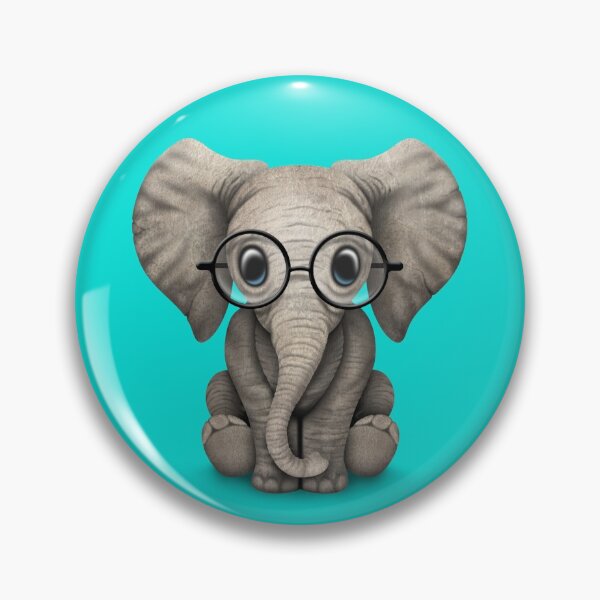 Item preview, Cute Baby Elephant Calf with Reading Glasses on Blue designed and sold by JeffBartels.