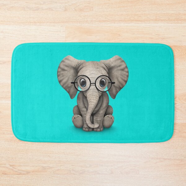 Item preview, Cute Baby Elephant Calf with Reading Glasses on Blue designed and sold by JeffBartels.