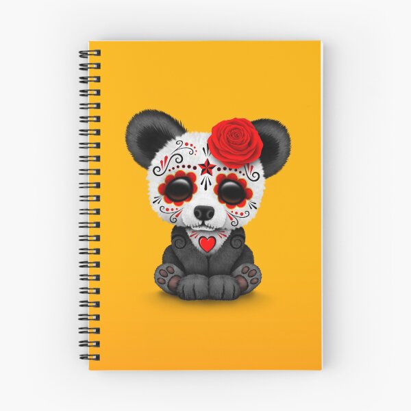 Aperçu de l'œuvre Crâne de panda en sucre rouge du Jour des Morts sur fond jaune créée et vendue par JeffBartels.