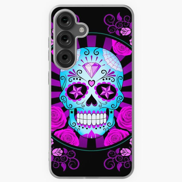 Item preview, Blue and Purple Sugar Skull with Roses  designed and sold by JeffBartels.