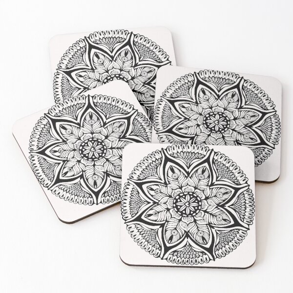 Item preview, Black and White MANDALA. Hand draw  ink and pen on textured paper designed and sold by MandalaFlowerArt.